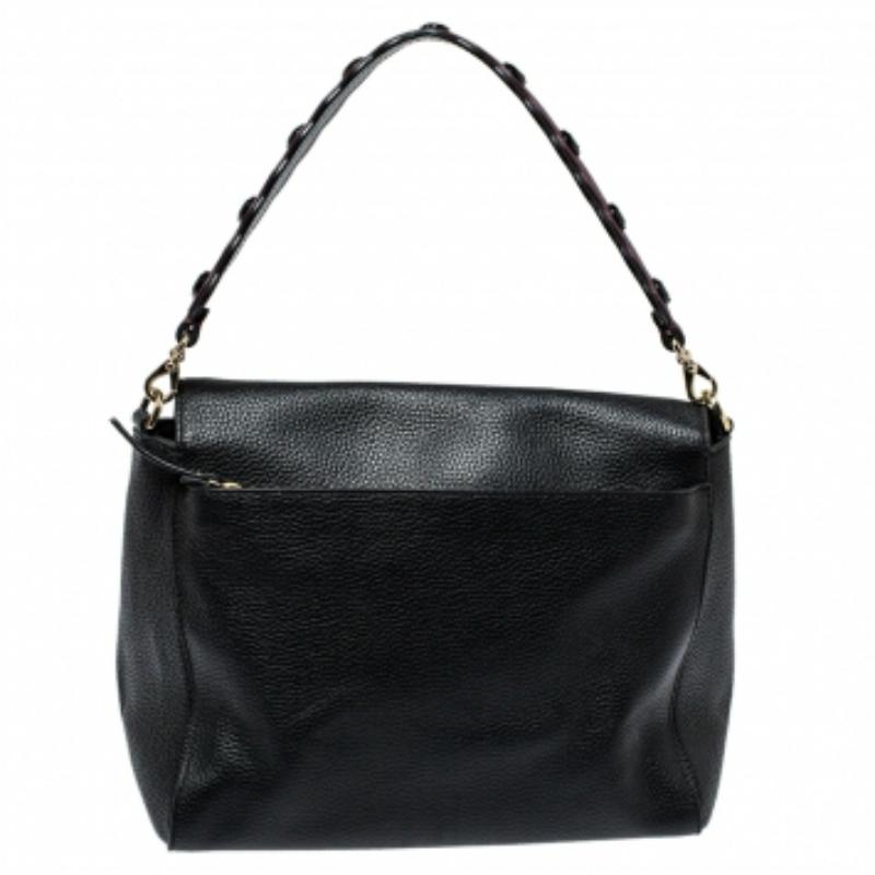 Kate Spade Black Leather Flap Satchel For Sale 3