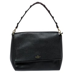 Kate Spade Black Leather Flap Satchel