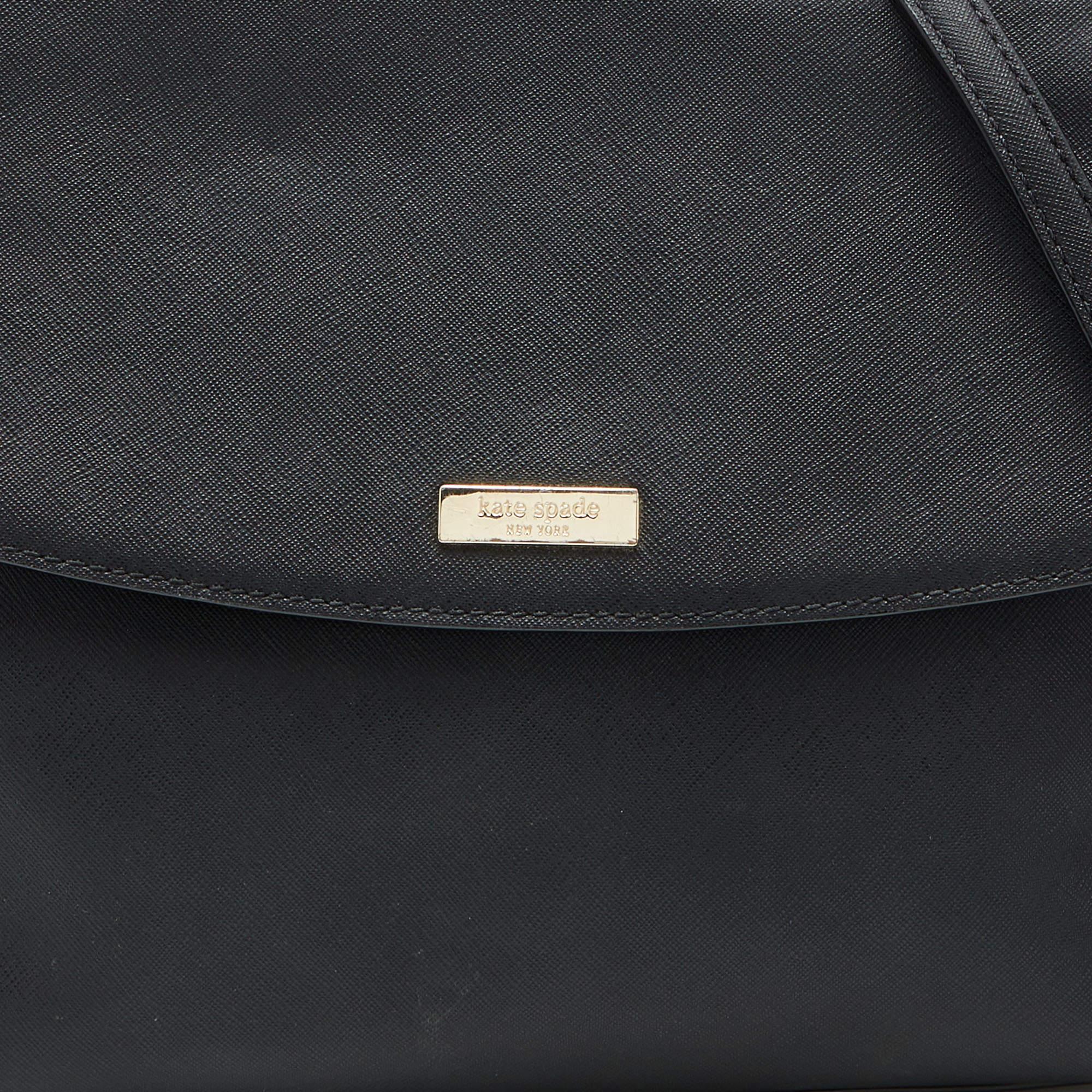 Kate Spade Black Leather Flap Top Handle Bag For Sale 1
