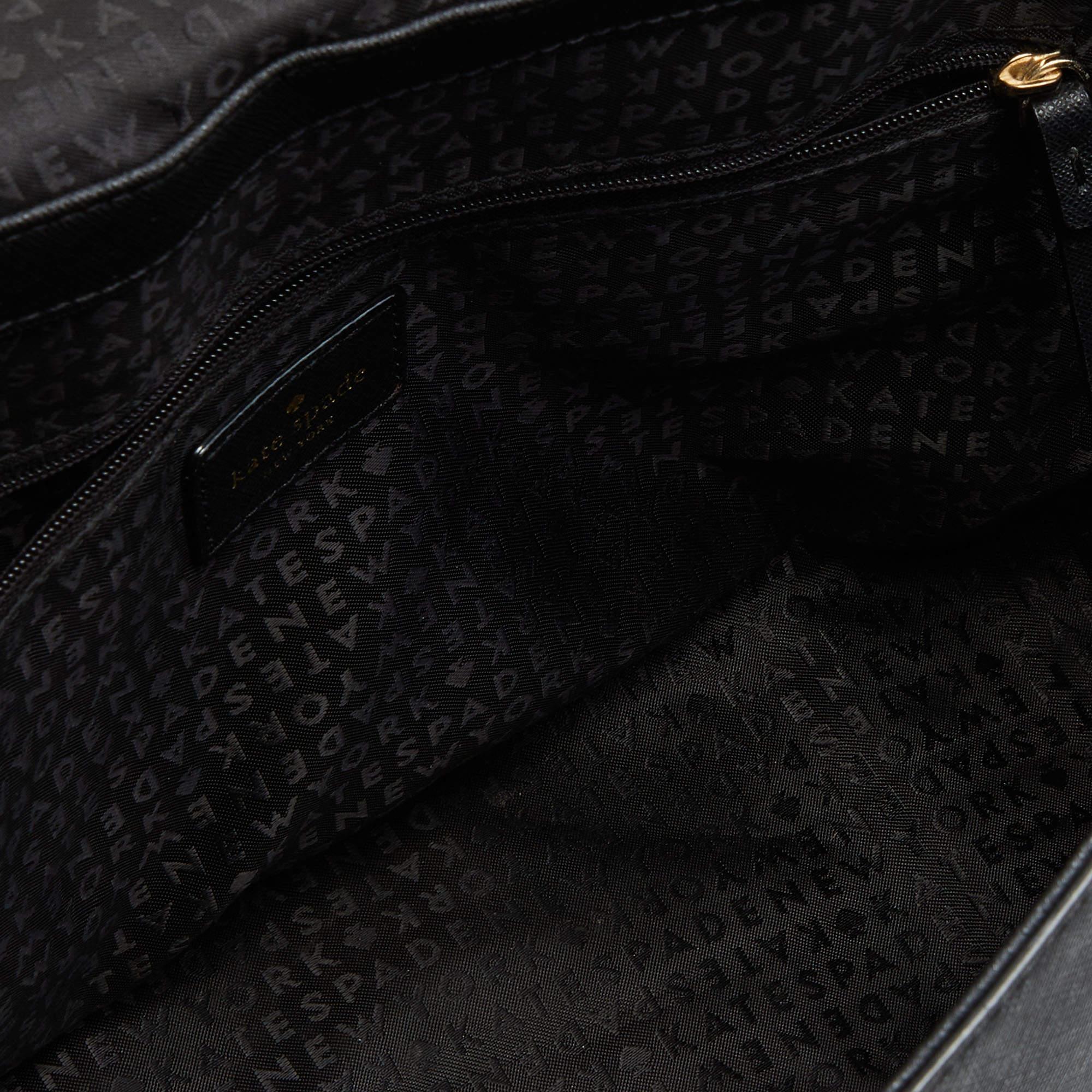 Kate Spade Black Leather Flap Top Handle Bag For Sale 3