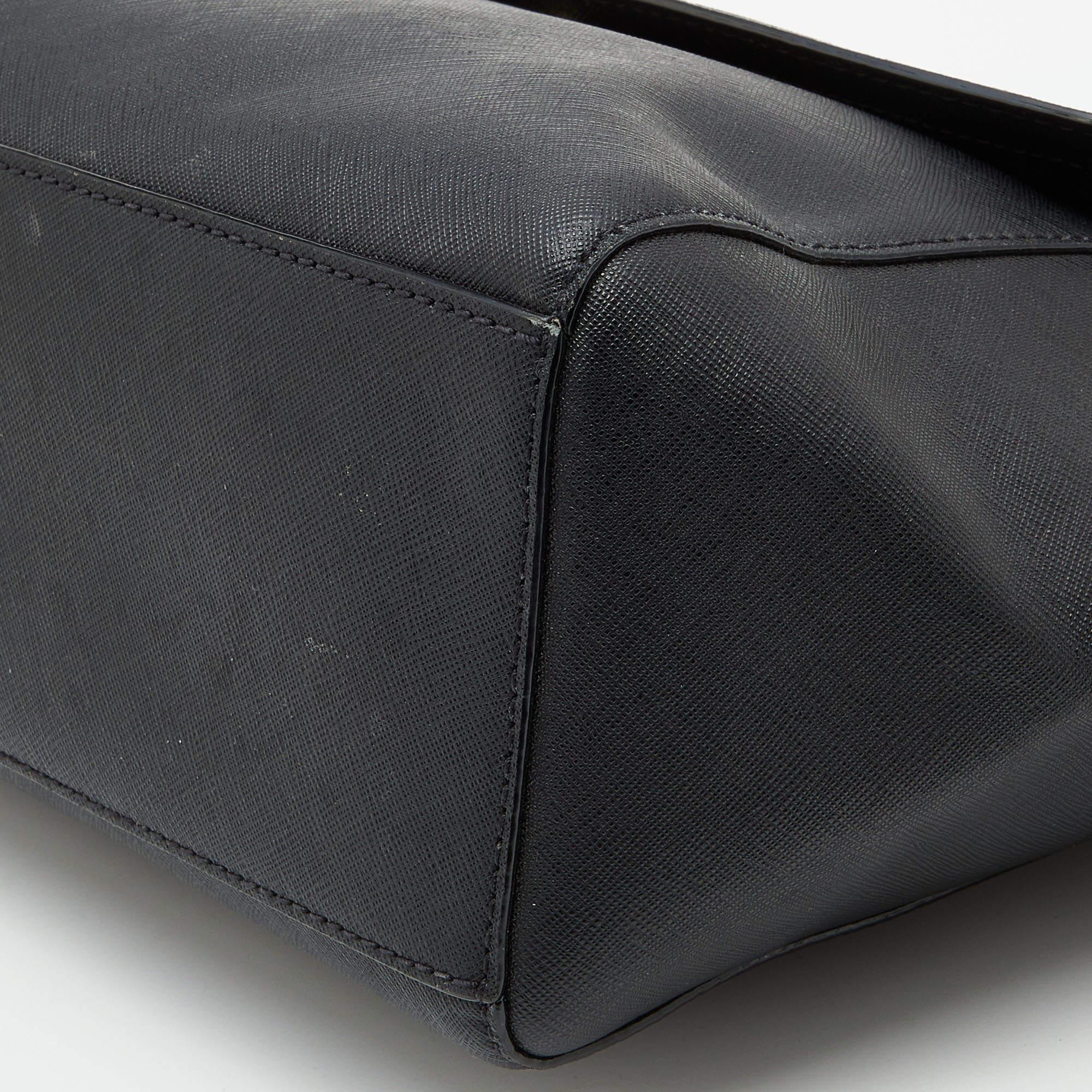 Kate Spade Black Leather Flap Top Handle Bag For Sale 5