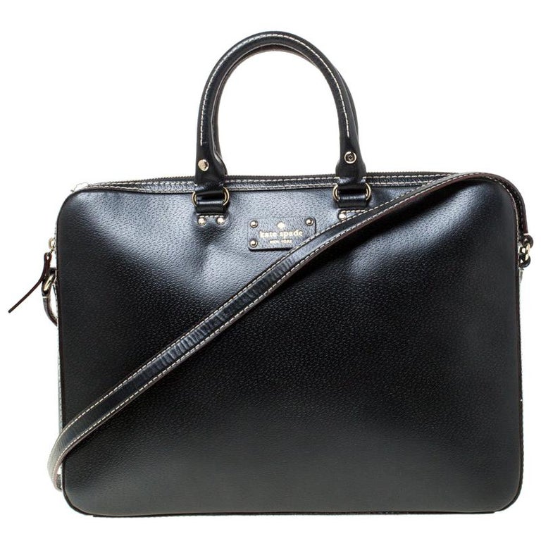 Kate Spade Black Leather Wellesley Laptop Bag For Sale at 1stDibs