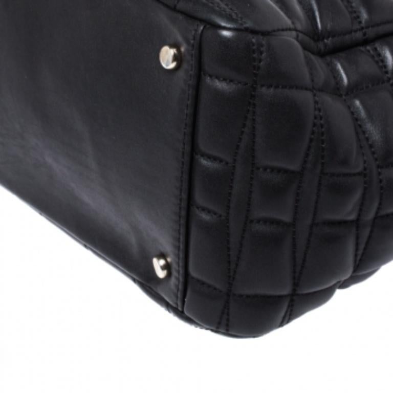 Kate Spade Black Square Quilted Leather Chain Tote For Sale 3