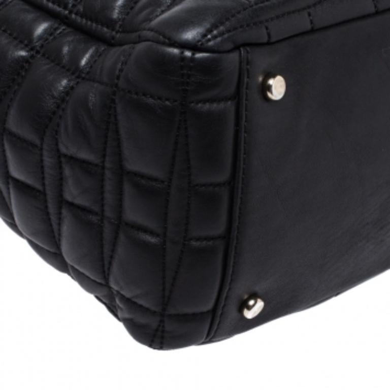 Kate Spade Black Square Quilted Leather Chain Tote For Sale 5