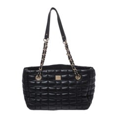 Kate Spade Black Square Quilted Leather Chain Tote