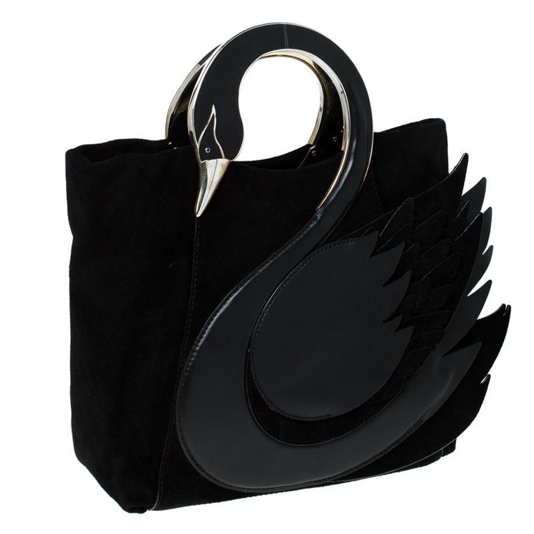 Kate Spade Black Suede and Leather On Pointe Swan Tote For Sale at 1stDibs  | kate spade swan bag, kate spade swan purse