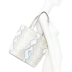 KATE SPADE blue cream scaled print goat skin gold logo drawstring tote bag
