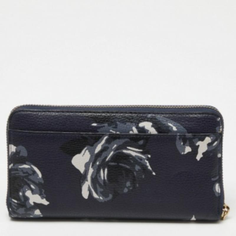 Kate Spade Blaue Portemonnaie mit Reißverschluss und FLoral-Druck aus Leder im Angebot 4