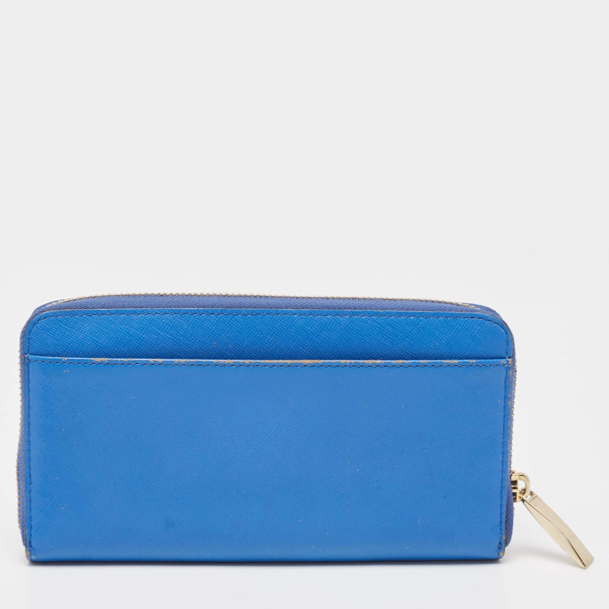 Kate Spade Blau Leder Zip um Brieftasche Damen im Angebot