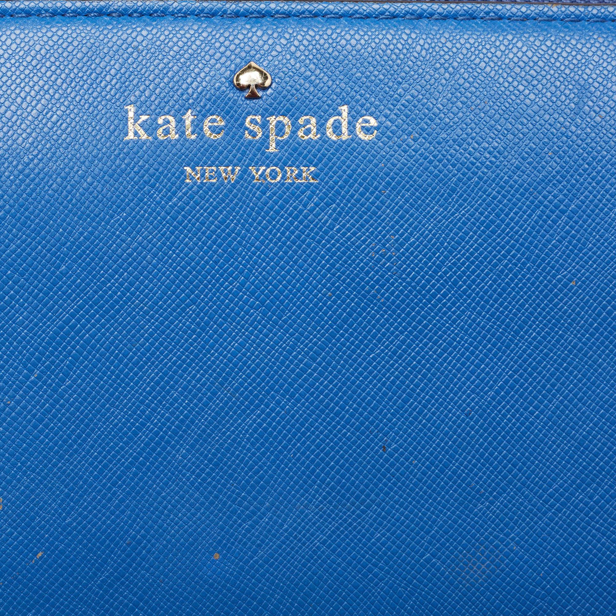 Kate Spade Blau Leder Zip um Brieftasche im Angebot 1