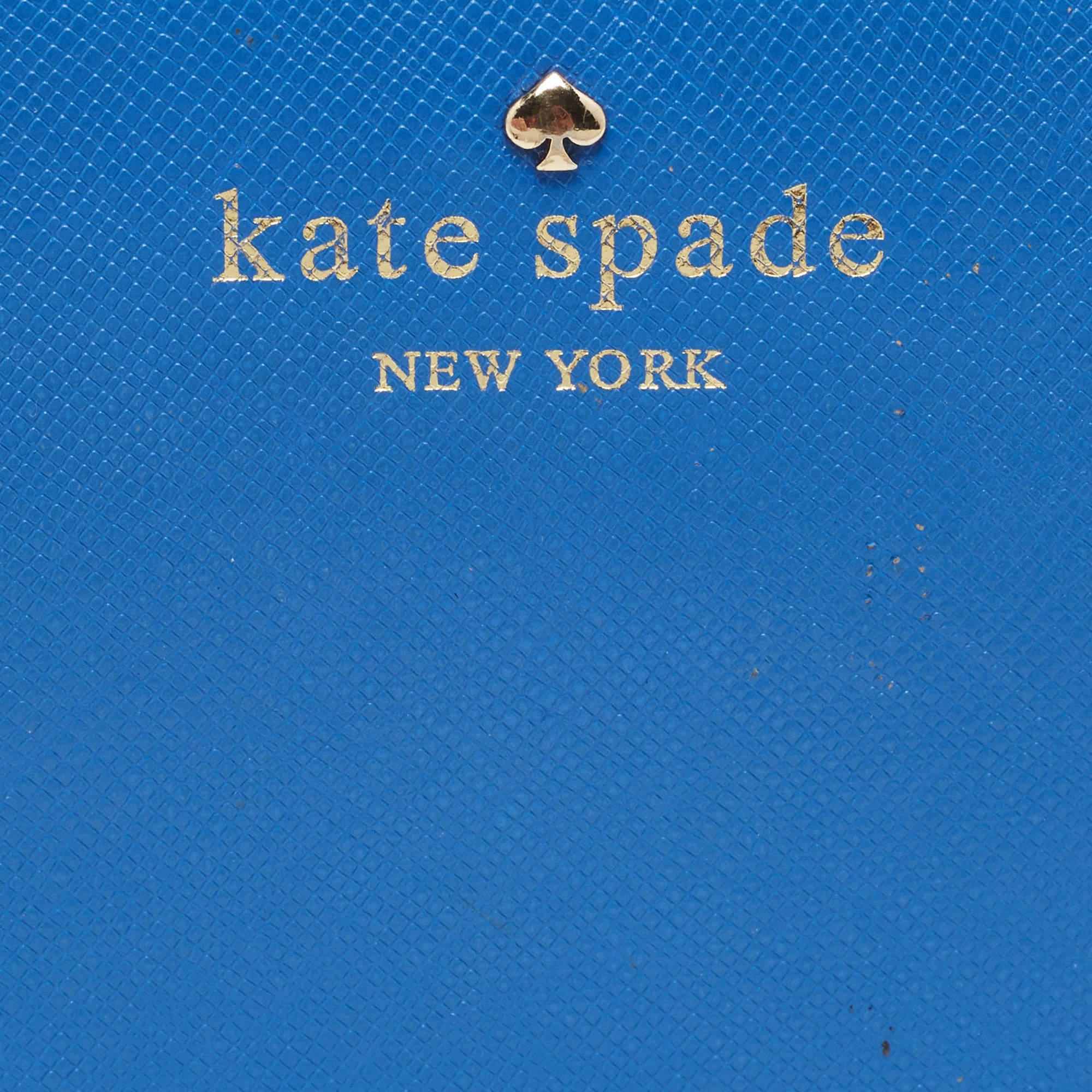 Kate Spade Blau Leder Zip um Brieftasche im Angebot 2
