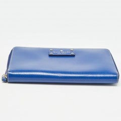 Kate Spade Blue Leather Zip Organizer Clutch