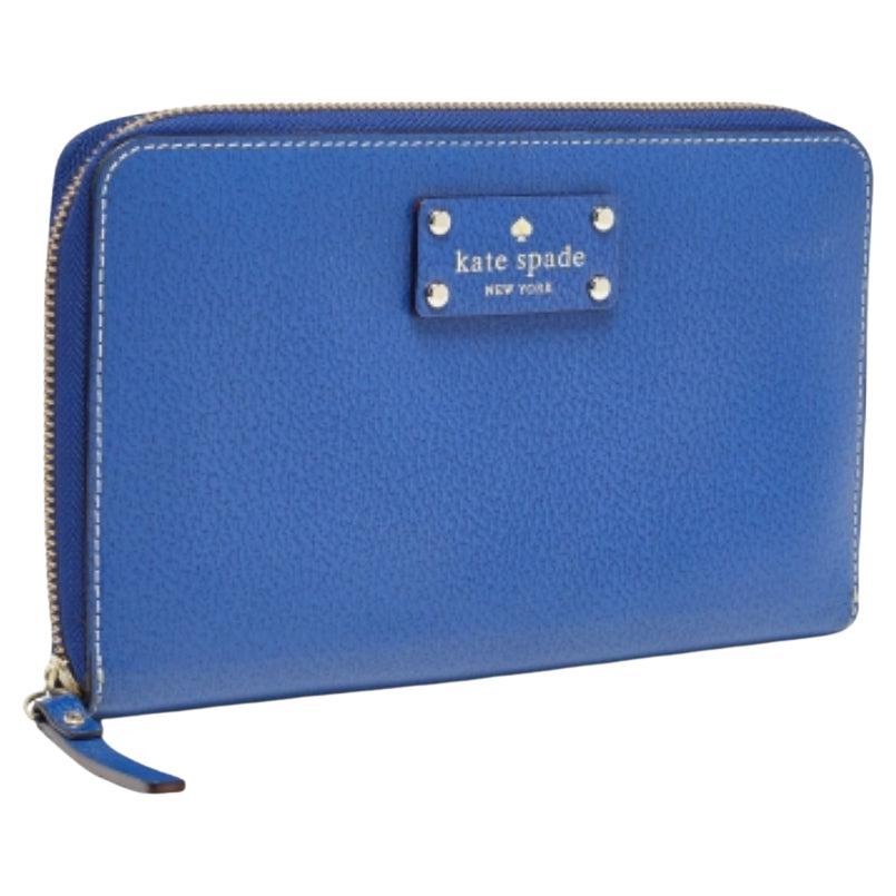 Bolso organizador con cremallera de piel azul Kate Spade en venta