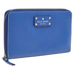 Kate Spade Blue Leather Zip Organizer Clutch