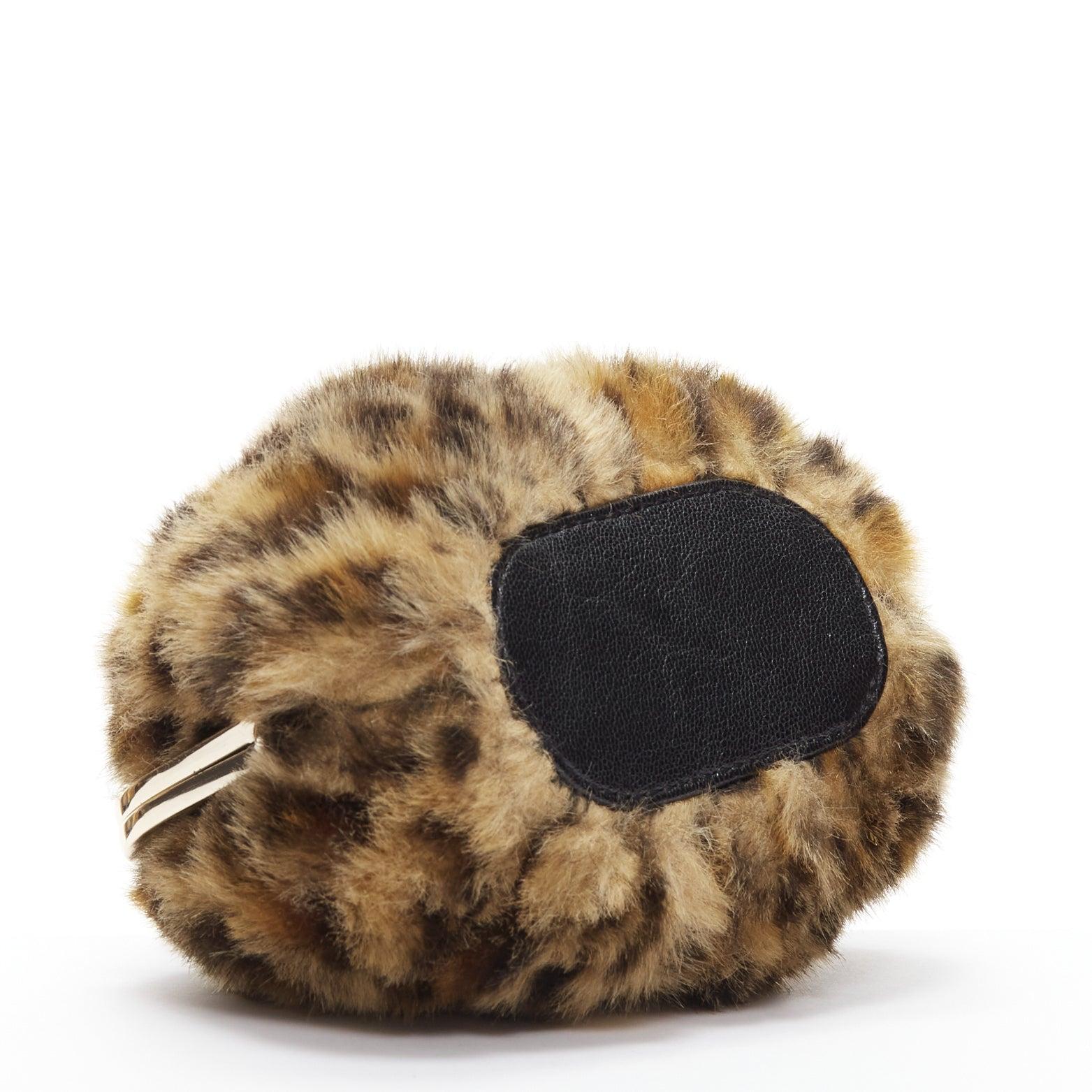 KATE SPADE brown leopard print faux fur gold ball clasp crossbody evening bag For Sale 1