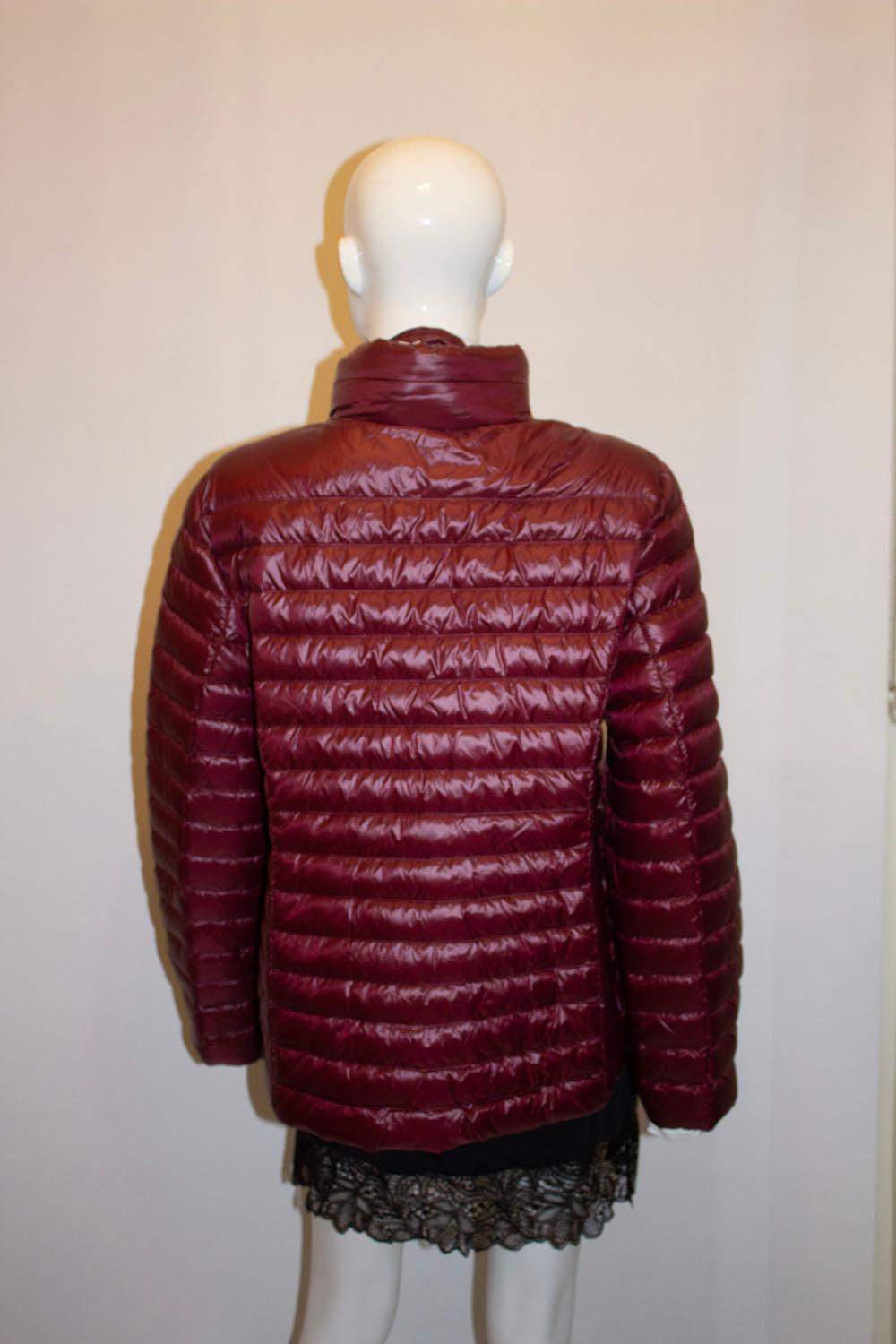 Kate Spade Burgundy Puffa Jacket with Hood in Collar For Sale 1
