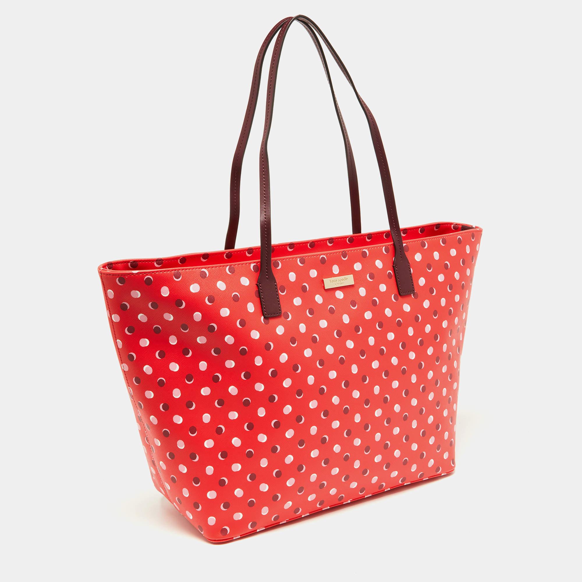 Kate Spade Coated Canvas and Leather Shore Street Fiesta Dot Shopper Tote In Excellent Condition In Dubai, Al Qouz 2