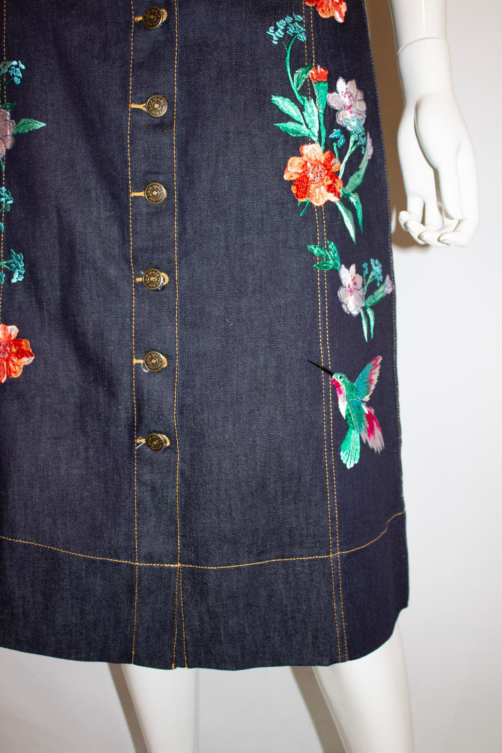 Women's Kate Spade Embroidered Denim Skirt For Sale