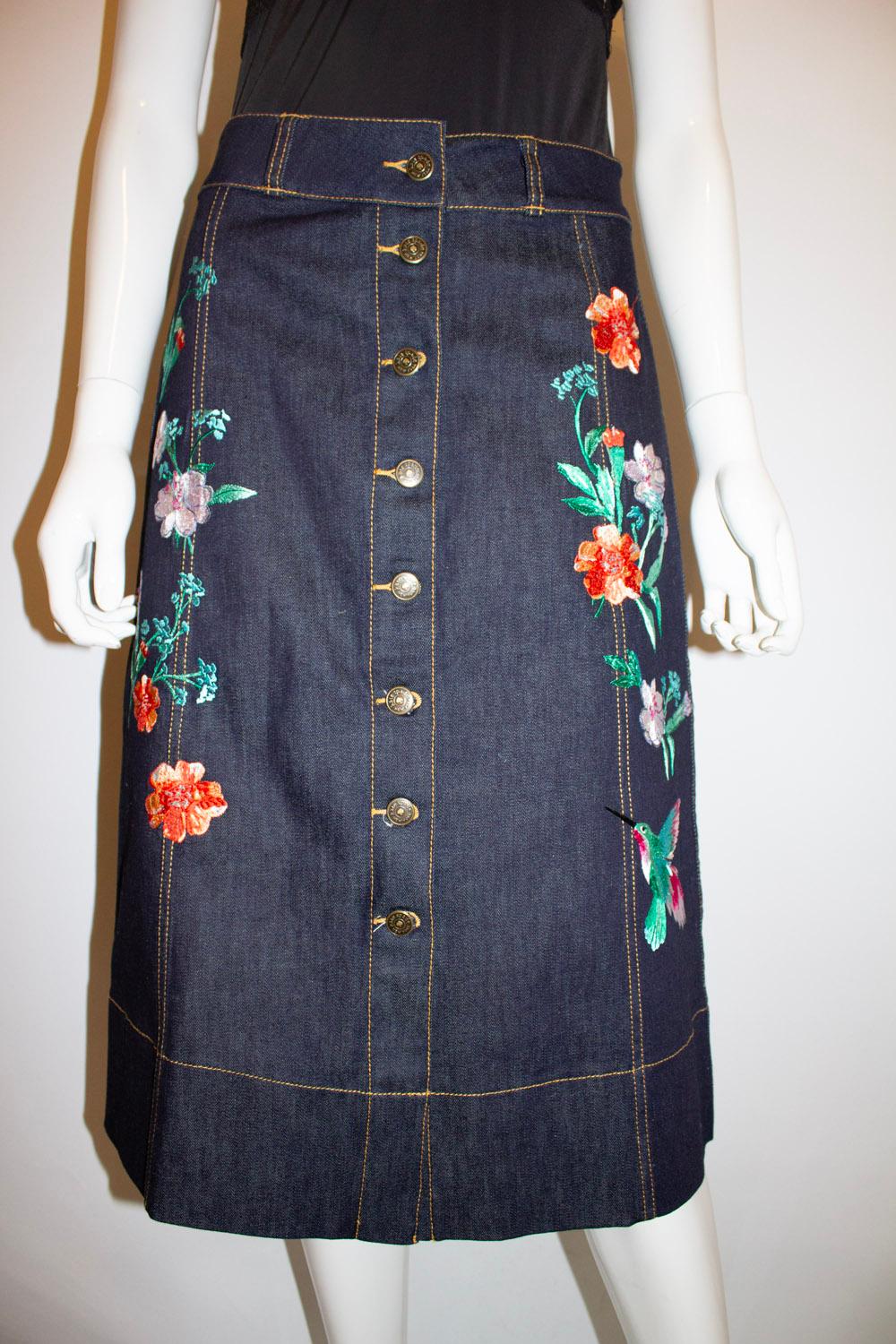 Kate Spade Embroidered Denim Skirt For Sale 2