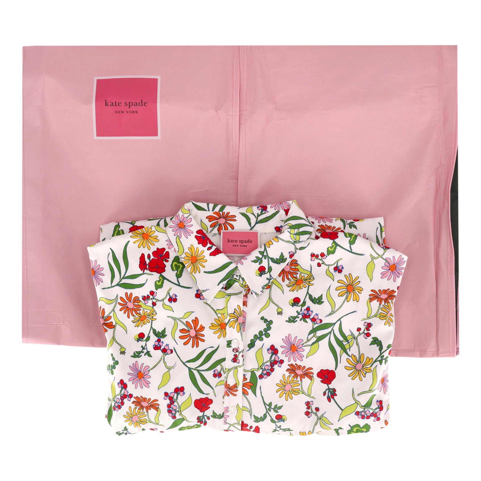 Women's Kate Spade Floral Print Cotton Shirt Dress For Sale