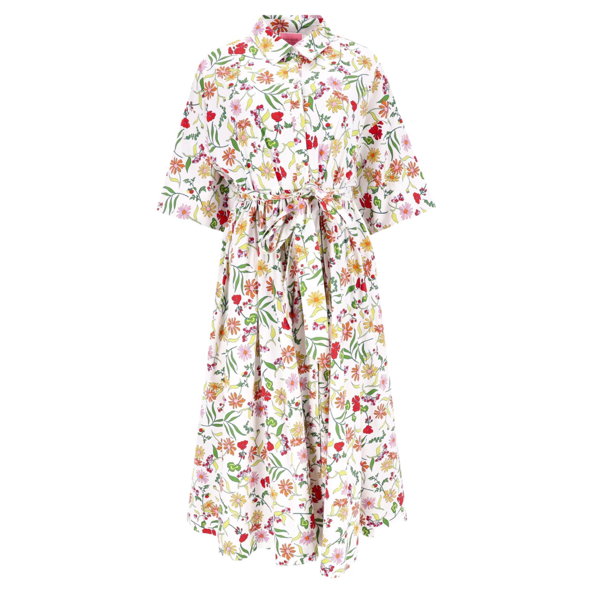 Kate Spade Floral Print Cotton Shirt Dress For Sale