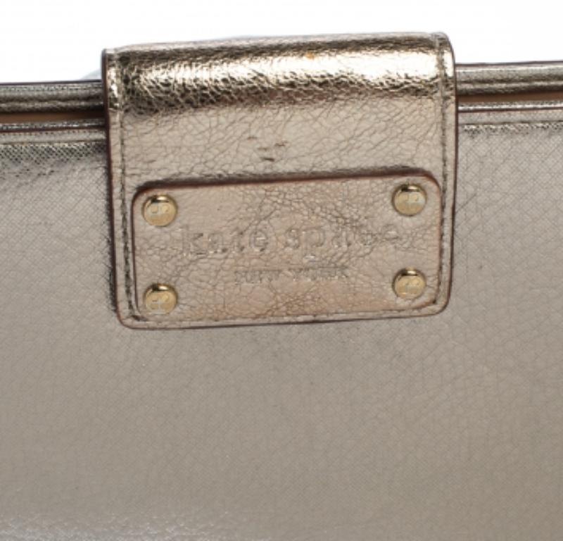 Women's Kate Spade Gold Shimmer Leather Flap Clutch For Sale