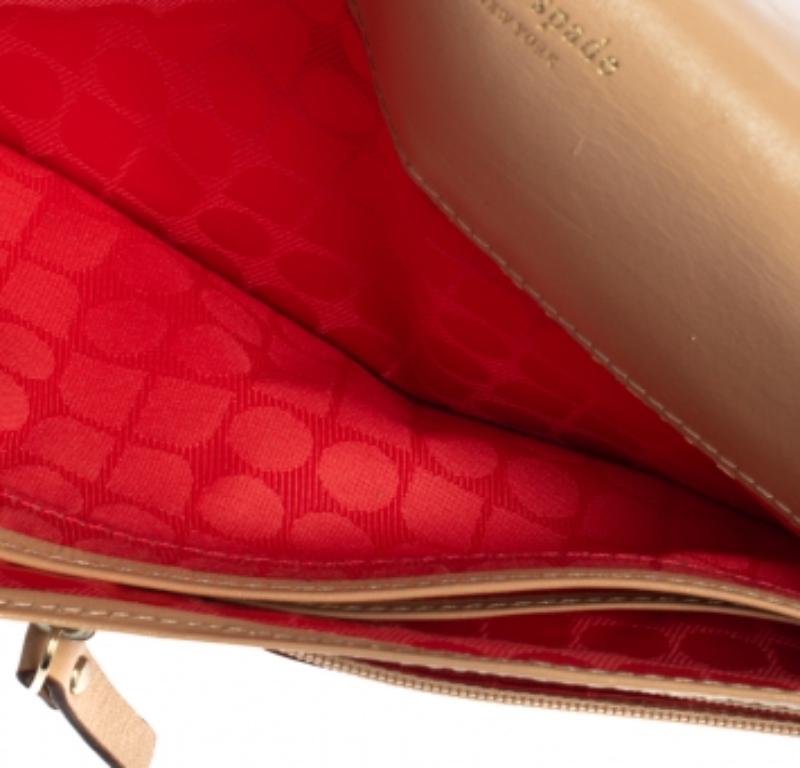 Kate Spade Gold Shimmer Leather Flap Clutch For Sale 2
