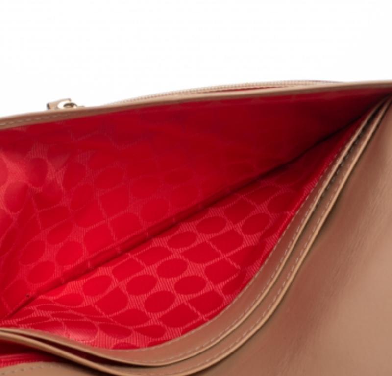 Kate Spade Gold Shimmer Leather Flap Clutch For Sale 3