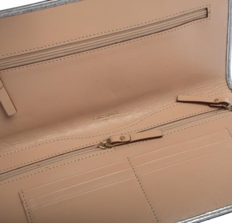 Kate Spade Gold Shimmer Leather Flap Clutch For Sale 4