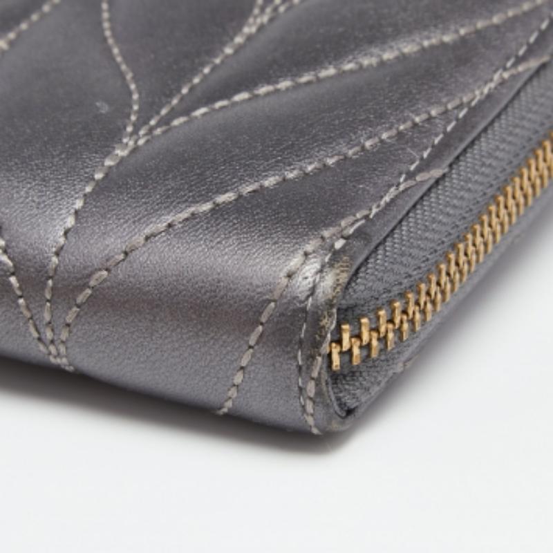 Women's Kate Spade Grey Briar Lane Quilted Leather Neda Zip Around Wallet For Sale