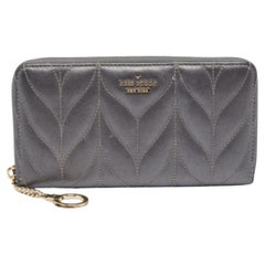 Kate Spade Grey Briar Lane Quilted Leather Neda Zip Around Wallet