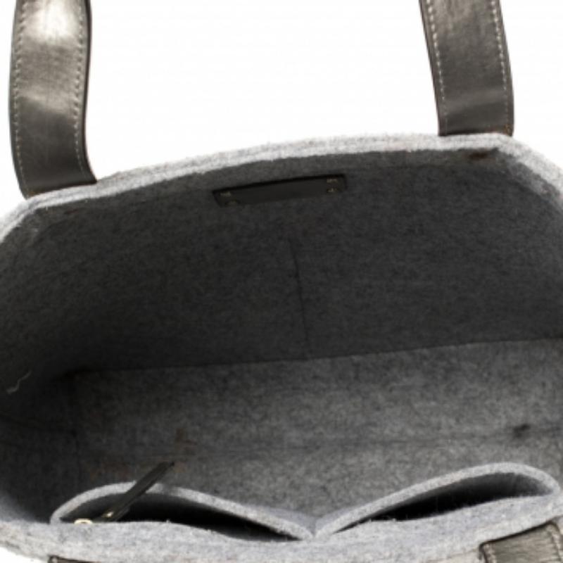 Kate Spade Grey Frosted Wool and Leather Quinn Tote For Sale 1
