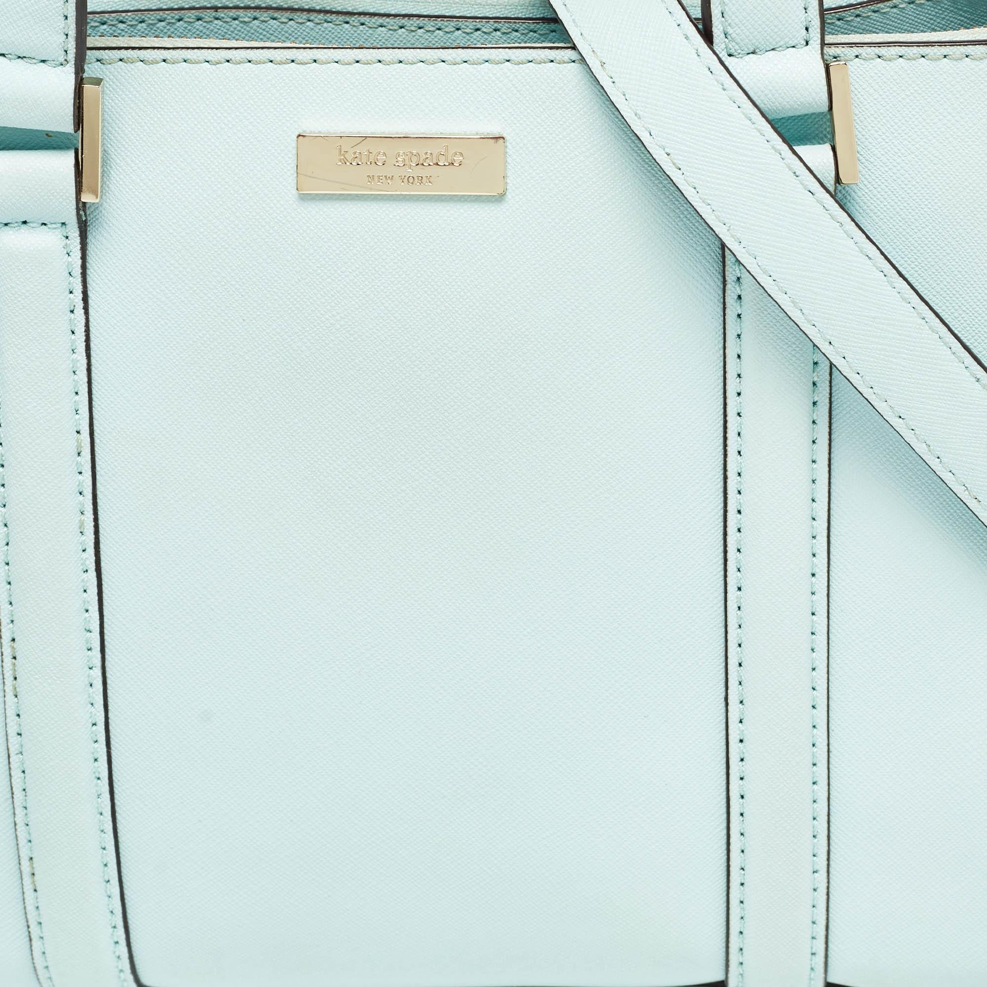 Women's Kate Spade Light Blue Leather Small Newberry Lane Loden Top Handle Bag For Sale