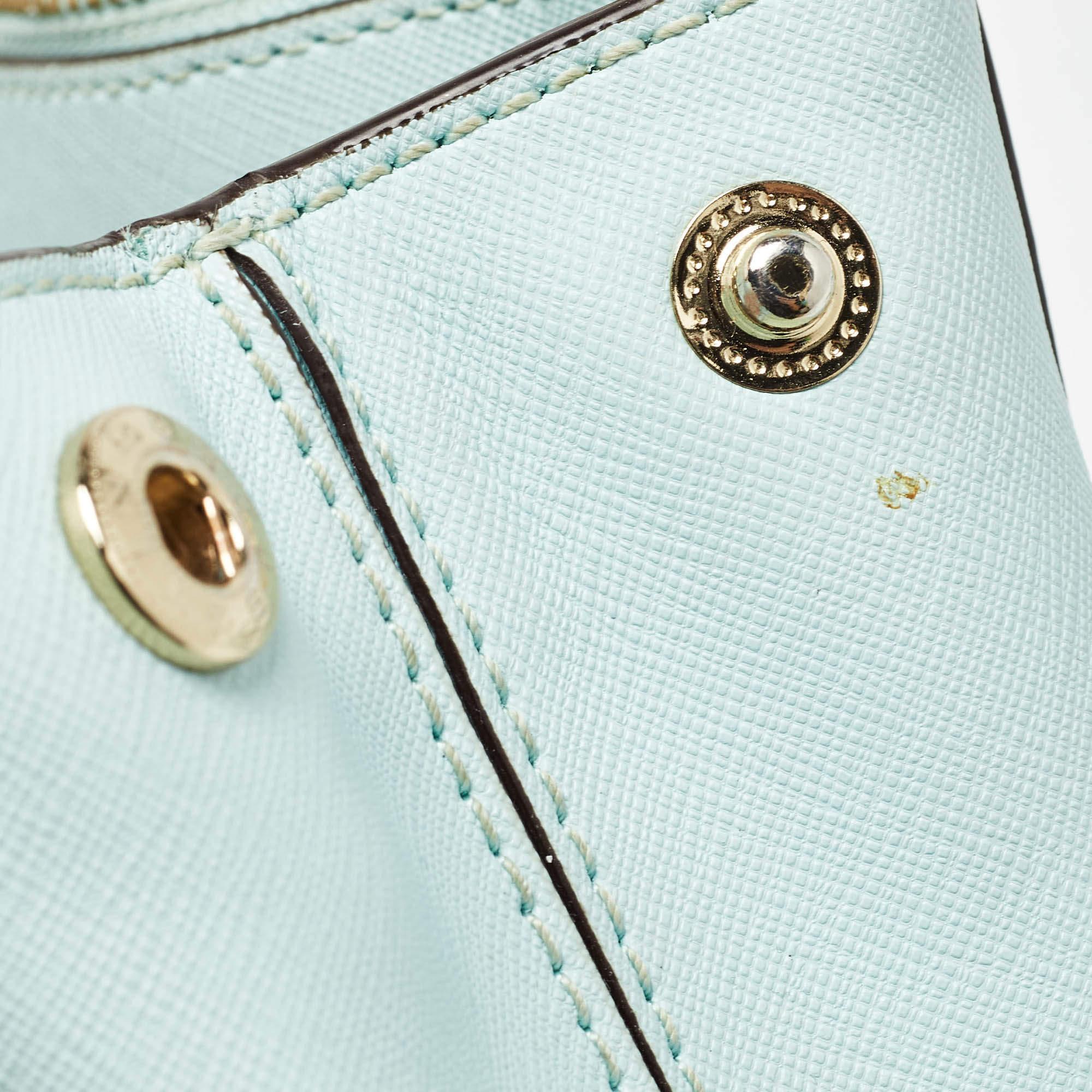 Kate Spade Light Blue Leather Small Newberry Lane Loden Top Handle Bag For Sale 1