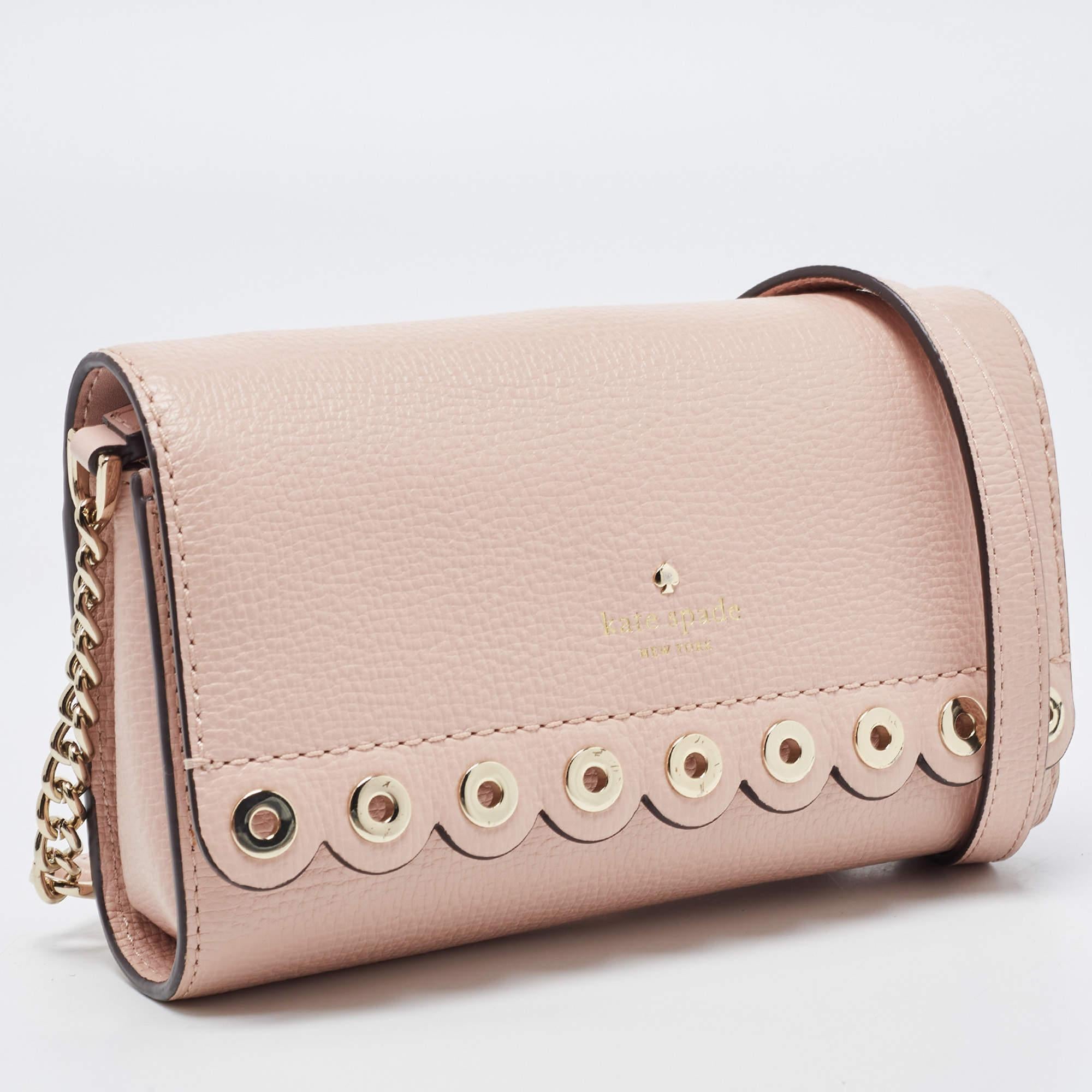 Beige Kate Spade Light Pink Leather Paloma Road Flap Crossbody Bag