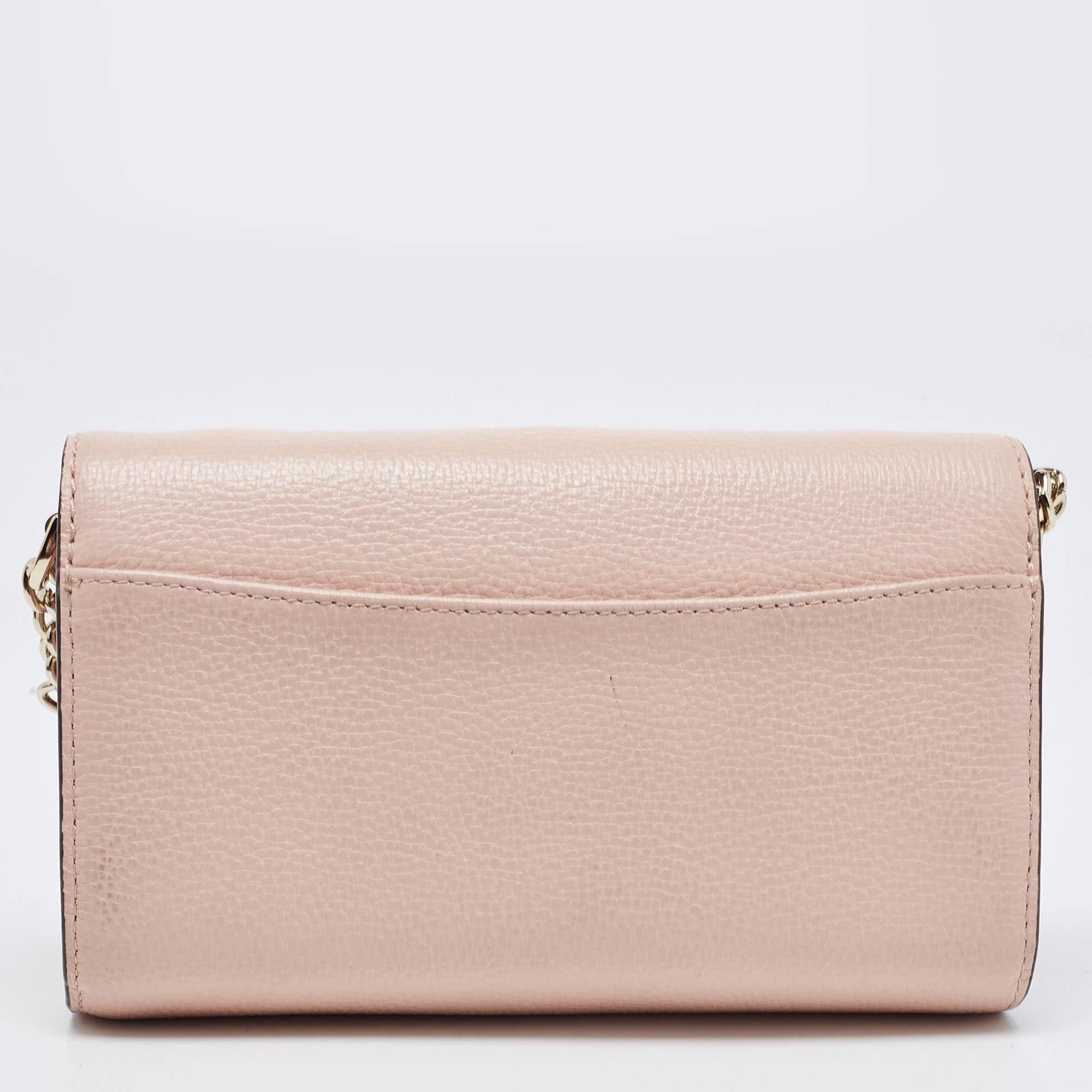 Kate Spade Light Pink Leather Paloma Road Flap Crossbody Bag In Good Condition In Dubai, Al Qouz 2