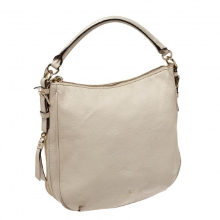 Kate Spade Leinen Weißes Leder Kleines Cobble Hill Ella Hobo im Zustand „Gut“ im Angebot in Dubai, Al Qouz 2