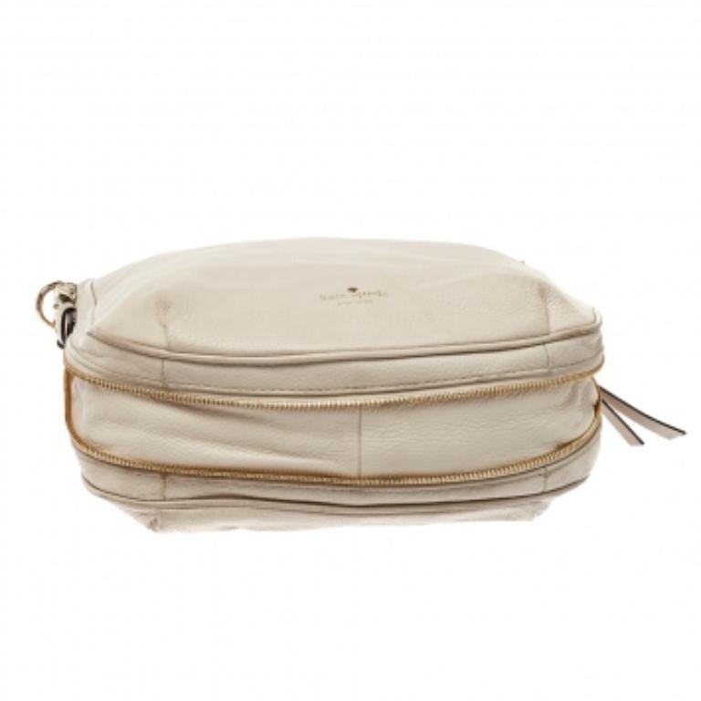 Kate Spade Leinen Weißes Leder Kleines Cobble Hill Ella Hobo im Angebot 2