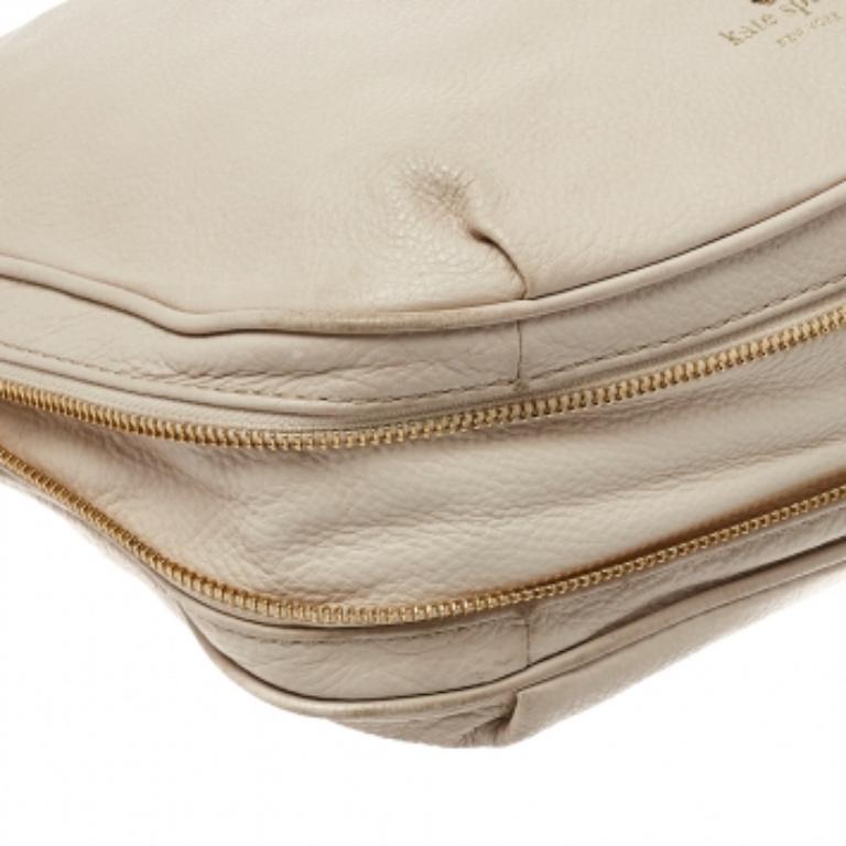 Kate Spade Leinen Weißes Leder Kleines Cobble Hill Ella Hobo im Angebot 3