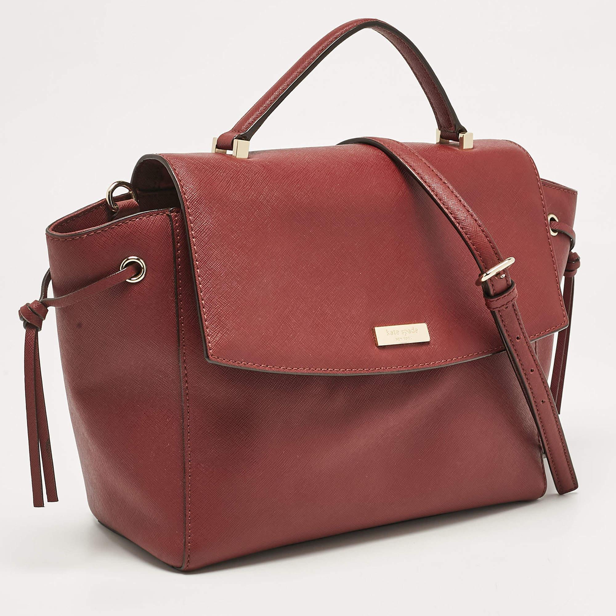 Marron Kate Spade Sac à poignée Way Lilah en cuir marron en vente