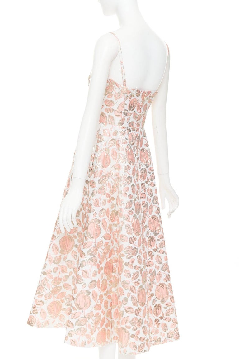 KATE SPADE metallic pink gold Rosebud brocade midi dress US4 M For Sale at 1stDibs KATE SPADE metallic pink gold Rosebud brocade midi dress US4 M For Sale at 1stDibs