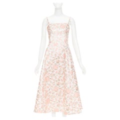 KATE SPADE metallic pink gold Rosebud brocade midi dress US4 M