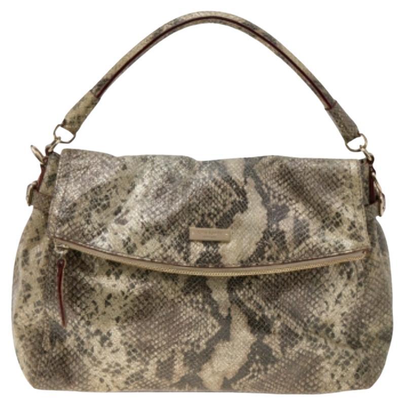 Kate Spade Metallic Two Tone Python Embossed Leather Top Handle Bag