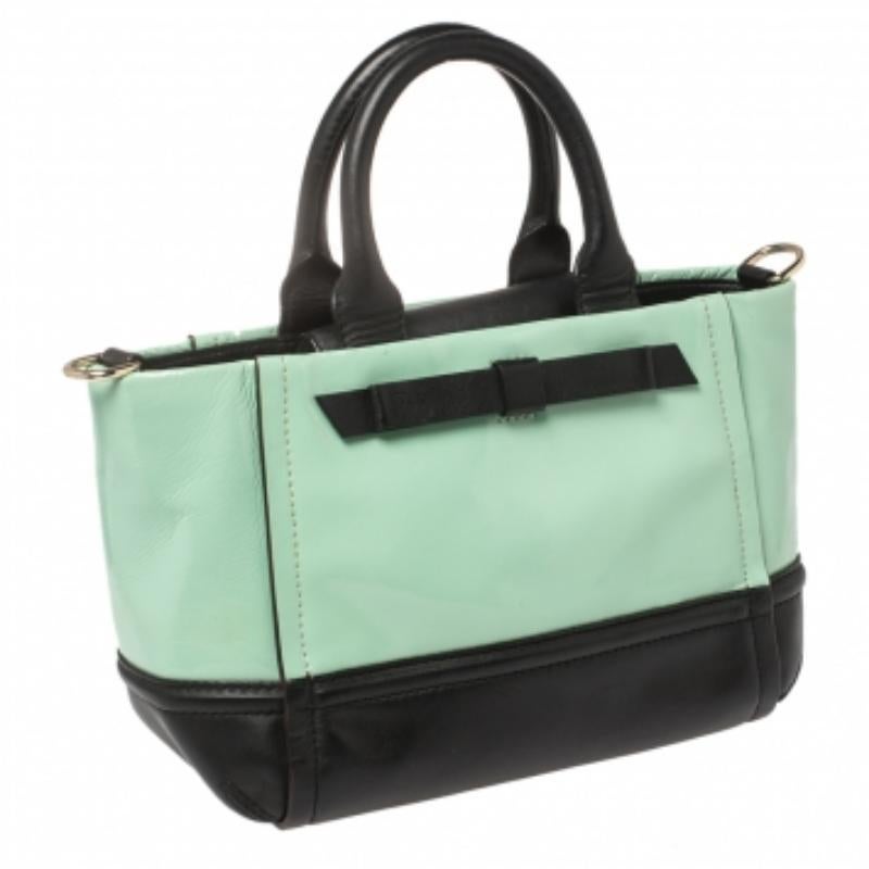 Kate Spade Mint Green/Black Patent and Leather Chelsea Park Gigi Tote For Sale 1
