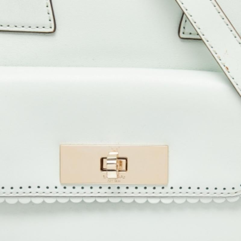 Kate Spade sacoche en cuir festonné vert menthe en vente 3