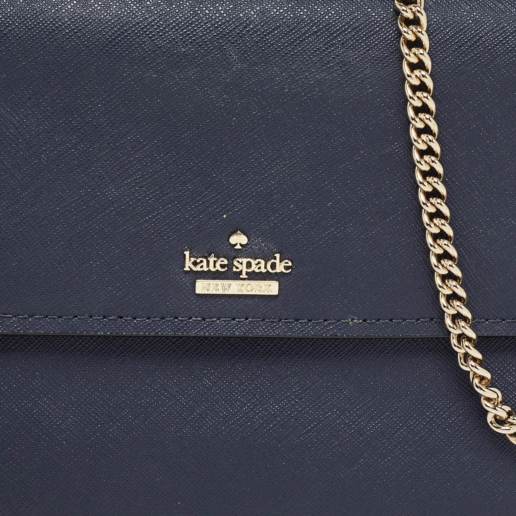 Women's Kate Spade Navy Blue Leather Mini Cameron Street Briley Chain Clutch
