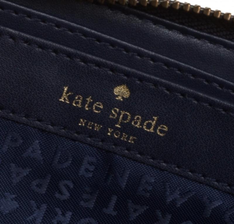 Kate Spade Navy Blue Leather Zip Around Wallet For Sale 4
