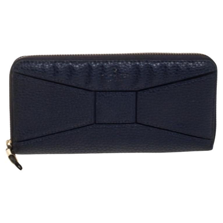Kate Spade Navy Blue Leather Zip Around Wallet For Sale