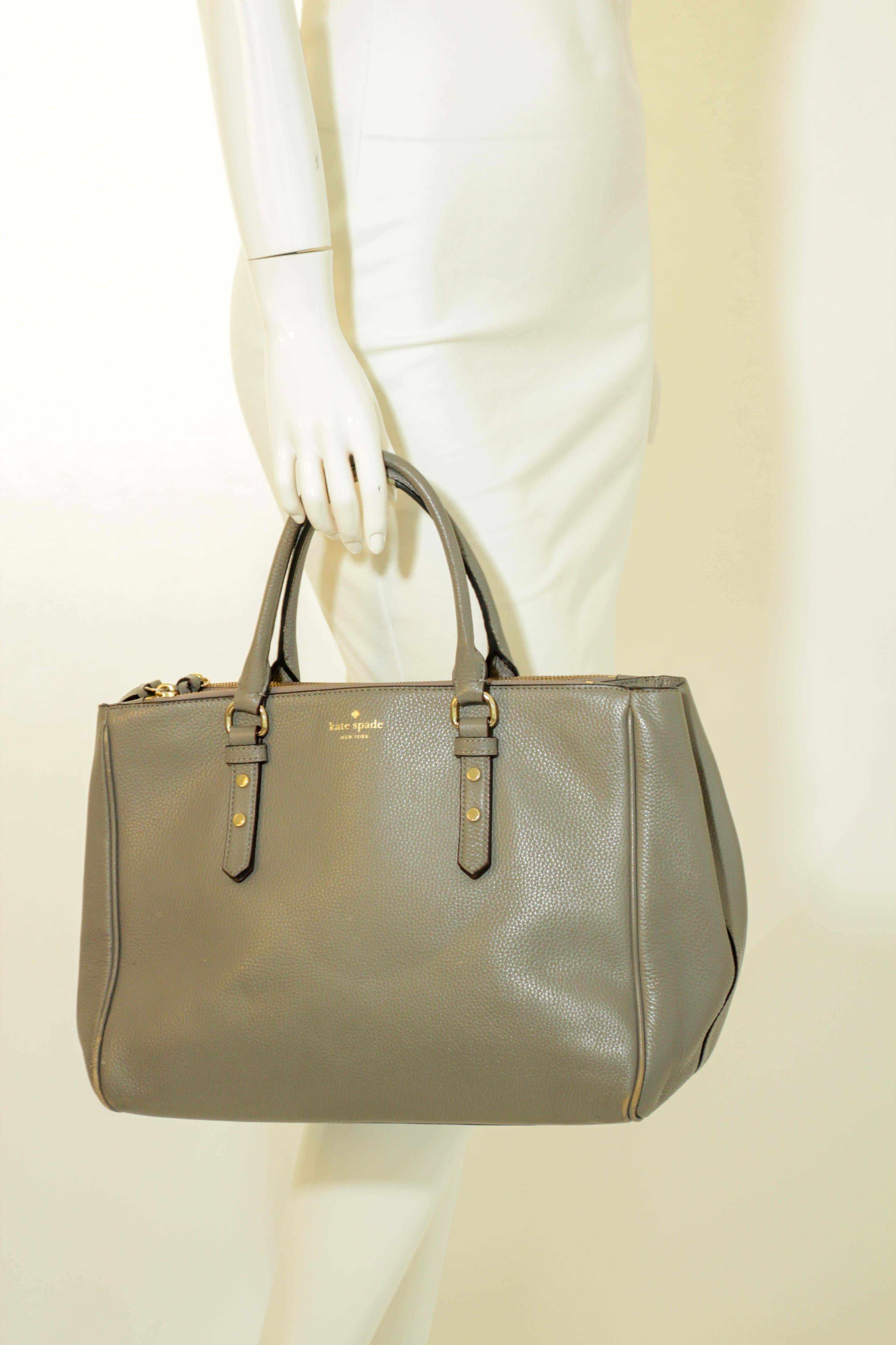 Kate Spade New York Mulberry Street Grey Pebbled Leather Large Tote For Sale 5