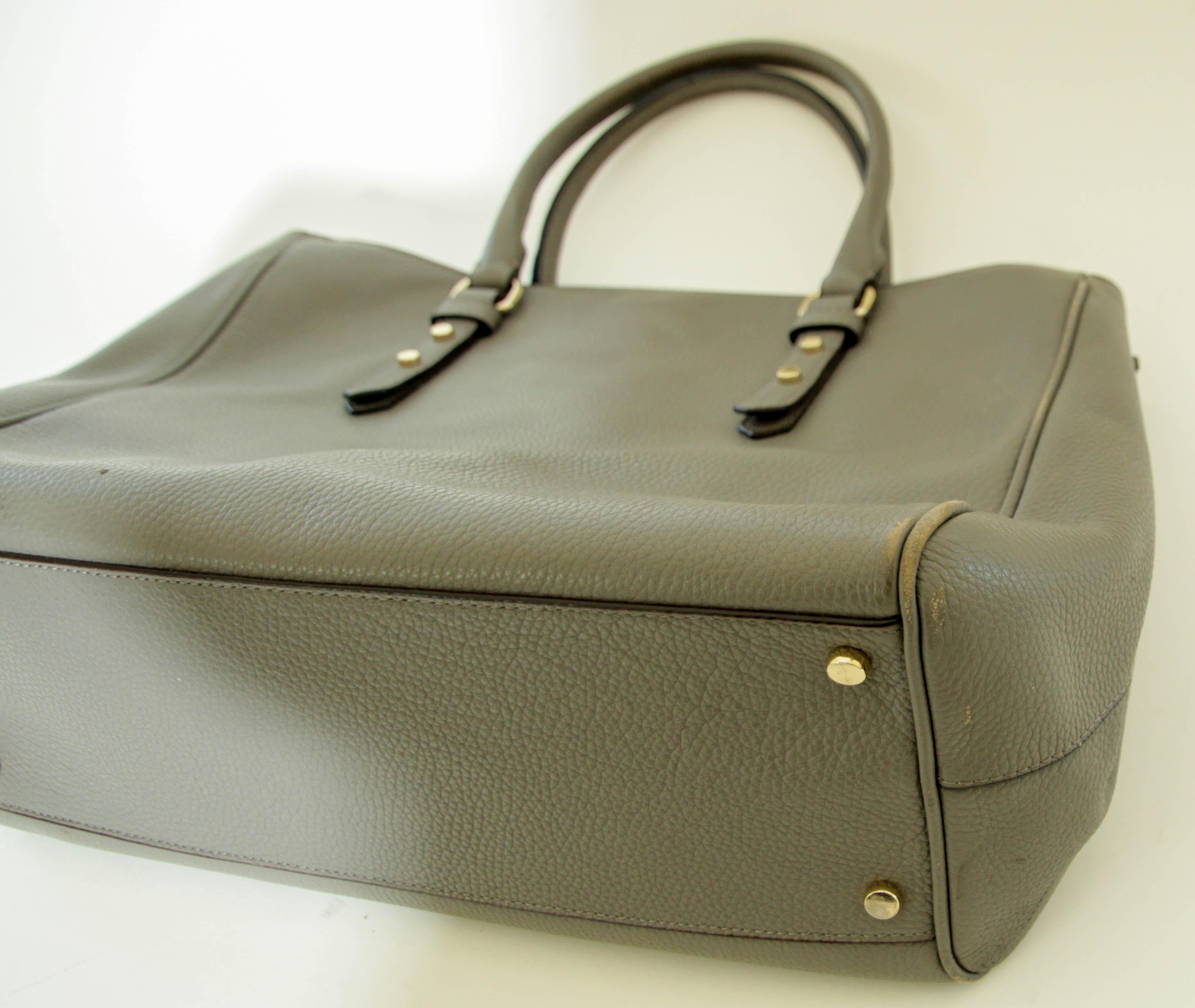 Kate Spade New York Mulberry Street Grey Pebbled Leather Large Tote For Sale 8